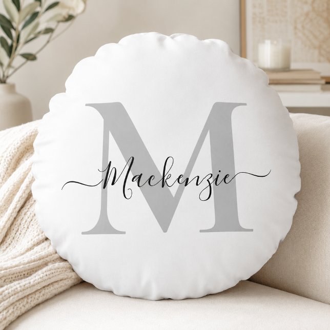 Personalize Monogram Initial Name Round Pillow (Personalize Monogram Initial Name Round Pillow)