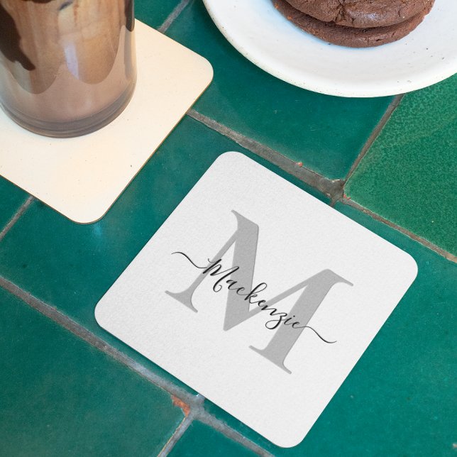 Personalize Monogram Initial Name Square Paper Coaster (Personalize Monogram Initial Name Square Paper Coaster)