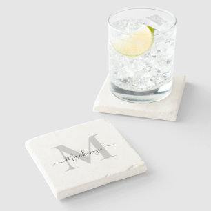 Personalize Monogram Initial Name Stone Coaster