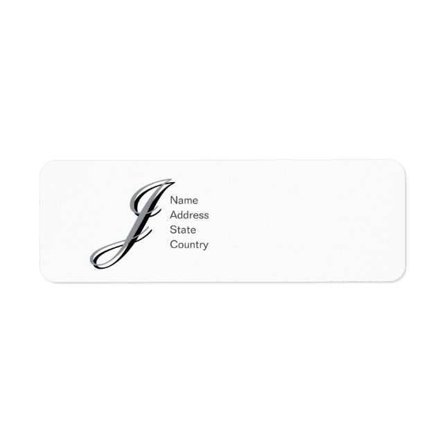 Personalize Monogram J Script Return Address Label (Front)