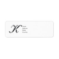 Personalize Monogram K Script Return Address Label