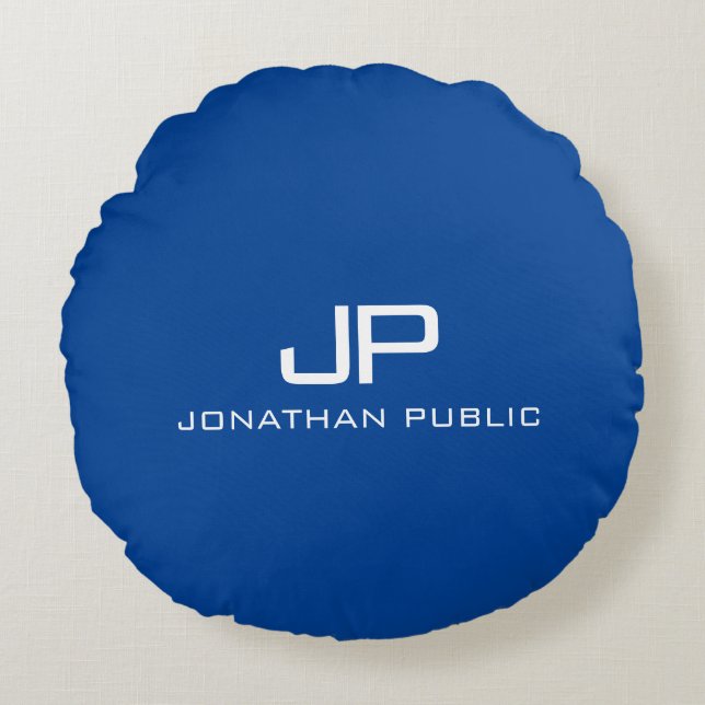 Personalize Monogram Name Elegant Modern Template Round Pillow (Front)
