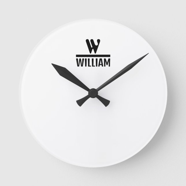 Personalize Monogram Name Round Clock (Front)