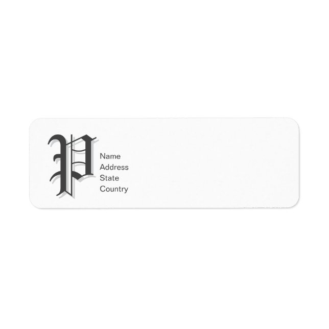 Personalize  Monogram P Return Address Label (Front)