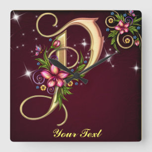 Personalize Monogram P Wall Clock