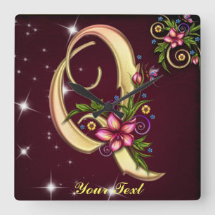Personalize Monogram Q Wall Clock