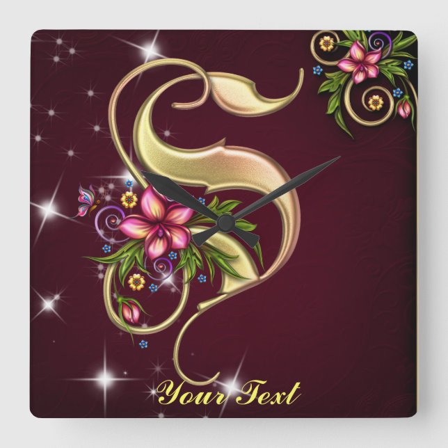 Personalize Monogram S Wall Clock (Front)