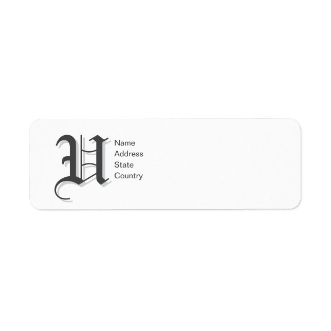 Personalize  Monogram U Return Address Label (Front)