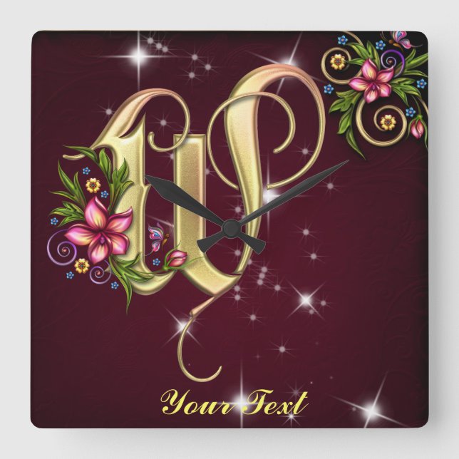 Personalize Monogram W Wall Clock (Front)