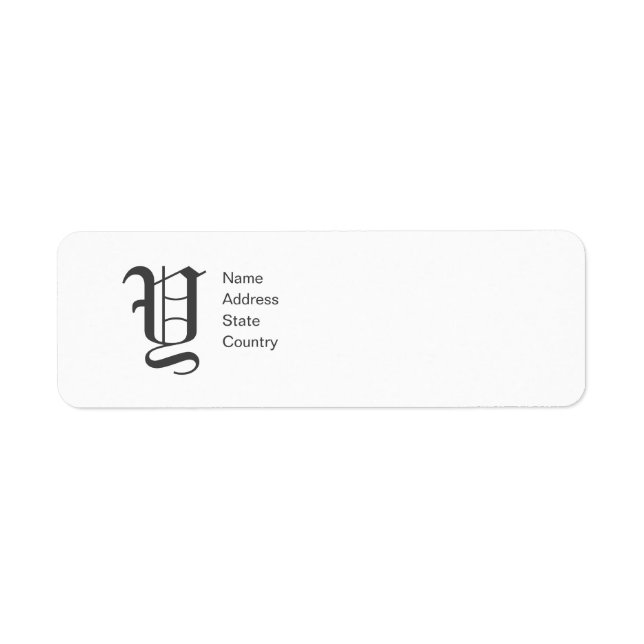 Personalize  Monogram Y Return Address Label (Front)