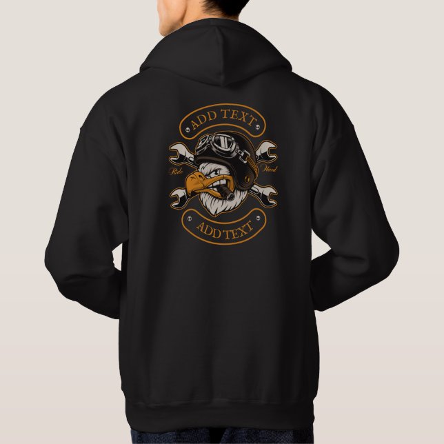 Personalize Motorcycle Biker Eagle Wrenches Hoodie (Back)