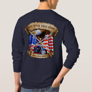 Personalize Motorcycle Veteran Patriot USA Flag T-Shirt