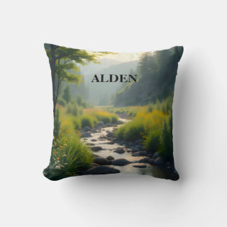 Personalize Mountains Creek Throw Pillow