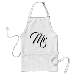 Personalize Mr and Mrs Matching Couples Pocket Standard Apron