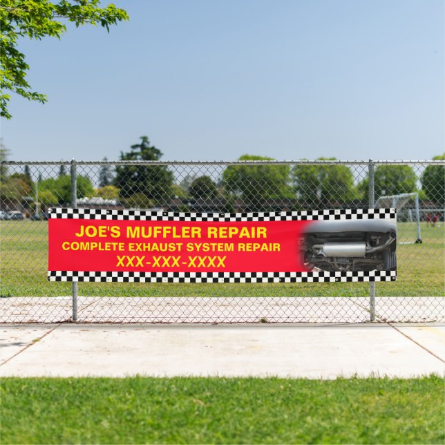 Personalize Muffler Exhaust Repair Shop Large Banner (Insitu)