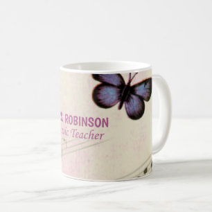 Personalize, Music Butterflies Thanks Teacher Coffee Mug