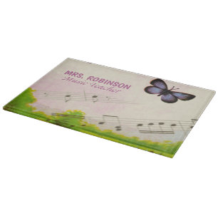 Personalize, Music Butterflies Thanks Teacher Cutting Board