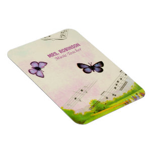 Personalize, Music Butterflies Thanks Teacher Magnet