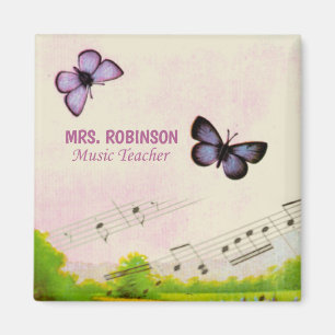 Personalize, Music Butterflies Thanks Teacher Magnet
