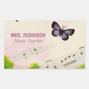 Personalize, Music Butterflies Thanks Teacher Sticker
