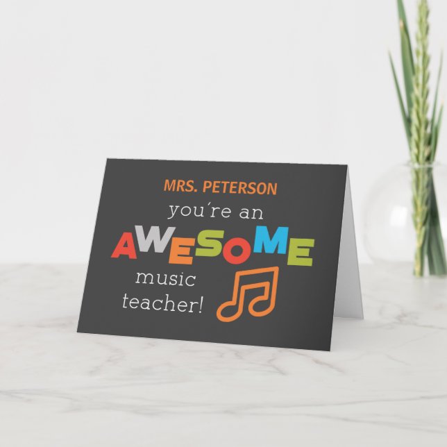 Personalize, Music Butterflies Thanks Teacher Thank You Card (Front)