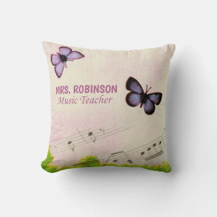 Personalize, Music Butterflies Thanks Teacher Throw Pillow