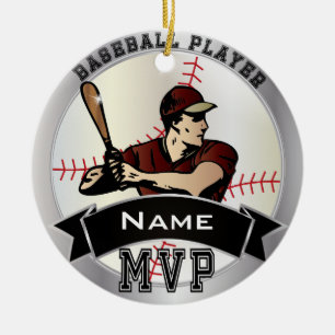 Personalize MVP Baseball Ceramic Ornament