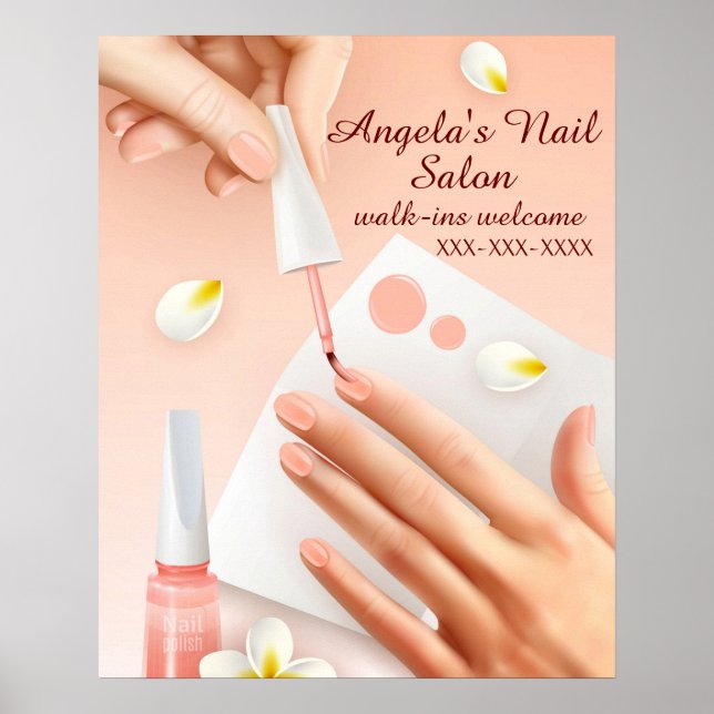 Personalize Nail Salon Shop Hand Nails Picture Poster (Front)