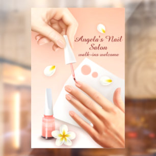 Personalize Nail Salon Shop Hand Nails Picture Window Cling