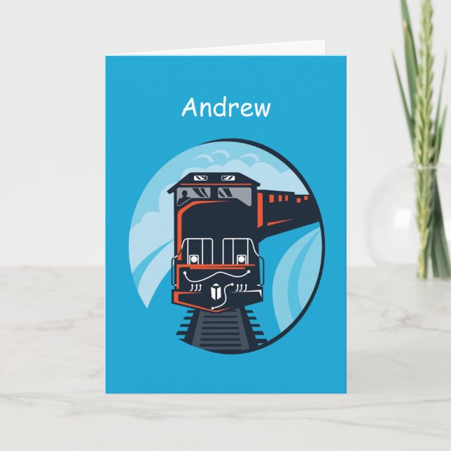Personalize Name, Age 7th Birthday Train Card (Front)