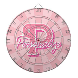 Personalize Name and Letter on Pastel Pink Colour Dartboard