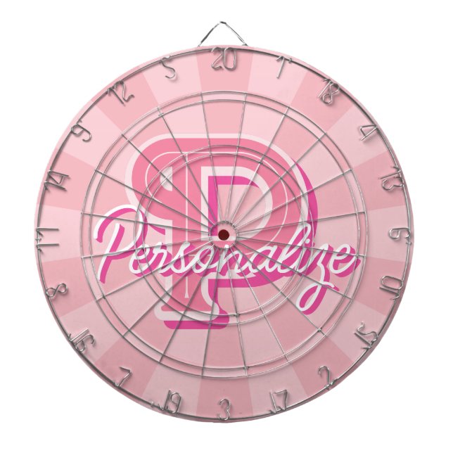 Personalize Name and Letter on Pastel Pink Colour Dartboard (Front)