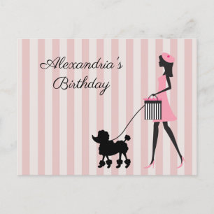 Personalize Name and Occasion Lady walking poodle  Postcard