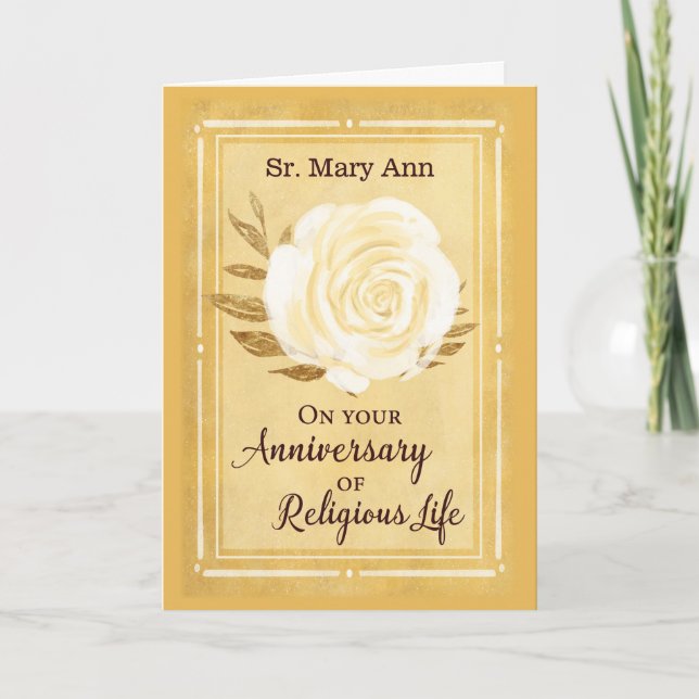 Personalize Name Anniversary of Religious Life Nun Card (Front)