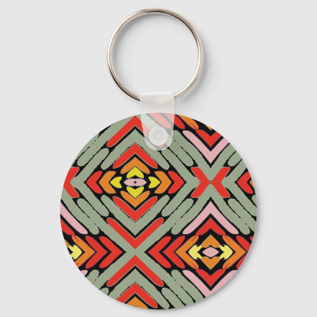 Personalize Name Artsy Southwestern Pattern Keychain (Front)