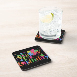 Personalize Name Birthday Party Celebration Art Coaster