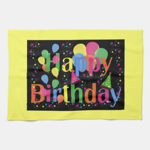 Personalize Name Birthday Party Celebration Art Kitchen Towel