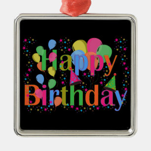 Personalize Name Birthday Party Celebration Art Metal Ornament