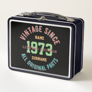 PERSONALIZE NAME BIRTHDAY YEAR VINTAGE GIFTS METAL LUNCH BOX