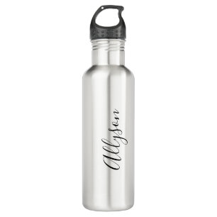 Personalize Name, Black Script Text, Vertical 710 Ml Water Bottle