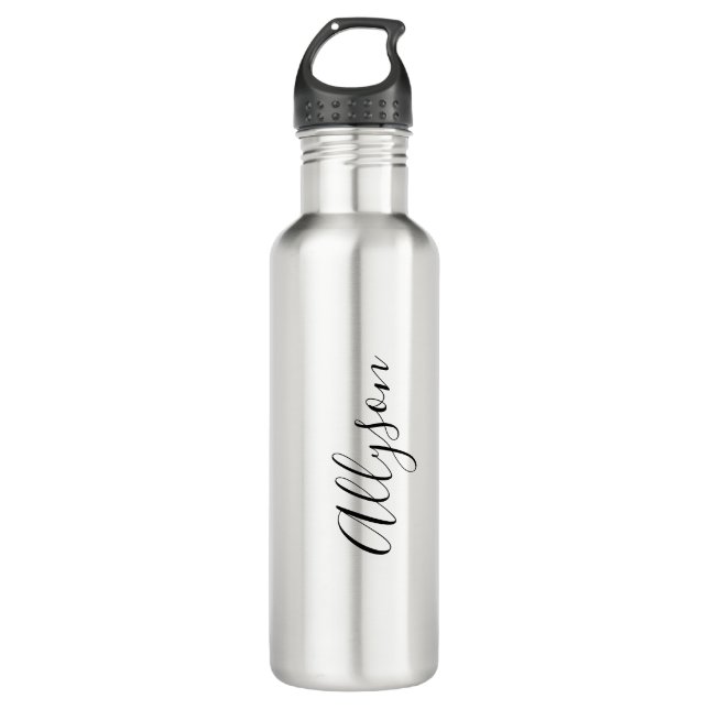 Personalize Name, Black Script Text, Vertical 710 Ml Water Bottle (Front)