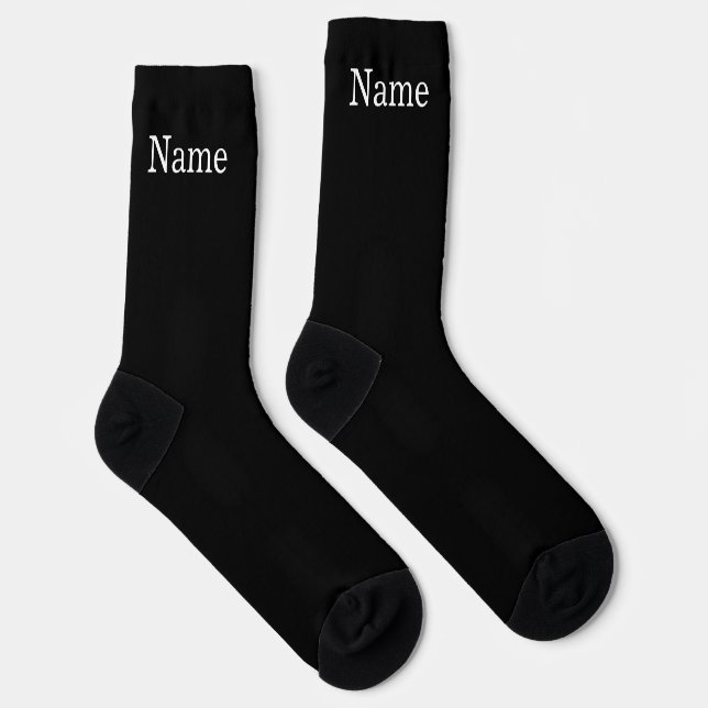 Personalize Name Black  Socks (Right)