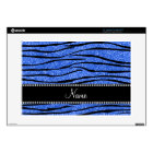 Personalize name blue glitter zebra stripes