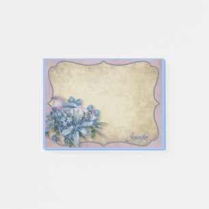 Personalize Name Bluebird Forget-Me-Knots Post-it Notes