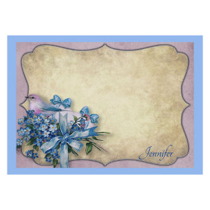 Personalize Name Bluebird Forget-Me-Knots Post-it Notes