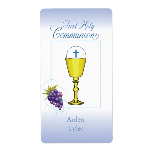 Personalize Name Boy First Communion Chalice, Host (Front)