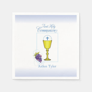 Personalize Name Boy First Communion Chalice, Host Napkin