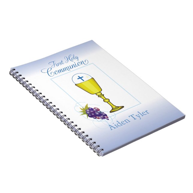 Personalize Name Boy First Communion Chalice, Host Notebook (Right Side)