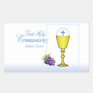 Personalize Name Boy First Communion Chalice, Host Sticker