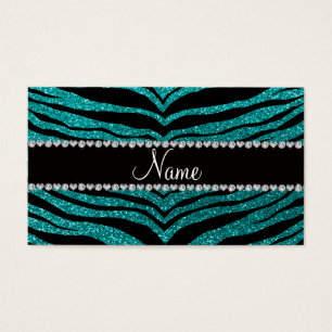 Personalize name bright aqua glitter tiger stripes